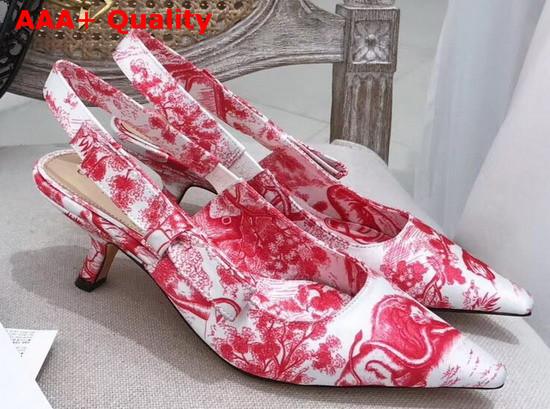 Dior Sweet D High Heeled Shoe in Toile De Jouy Canvas Red Replica