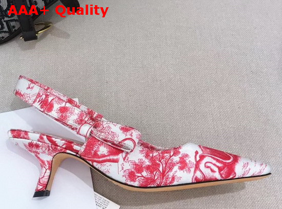 Dior Sweet D High Heeled Shoe in Toile De Jouy Canvas Red Replica