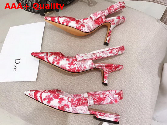 Dior Sweet D High Heeled Shoe in Toile De Jouy Canvas Red Replica