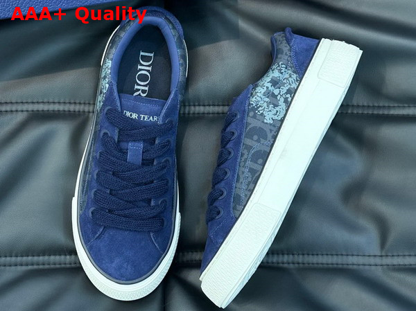 Dior Tears B33 Sneaker Blue Dior Oblique Denim and Peace Sign Dior Tears and Navy Blue Suede Replica