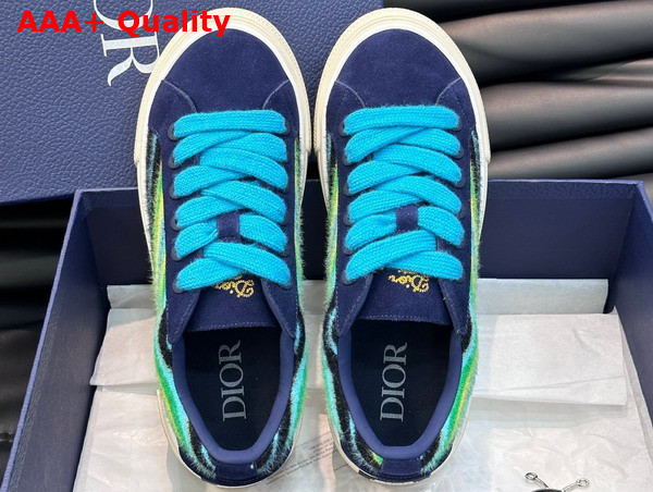 Dior Tears B33 Sneaker Limited and Numbered Edition Blue Multicolor Mohair and Navy Blue Suede Replica