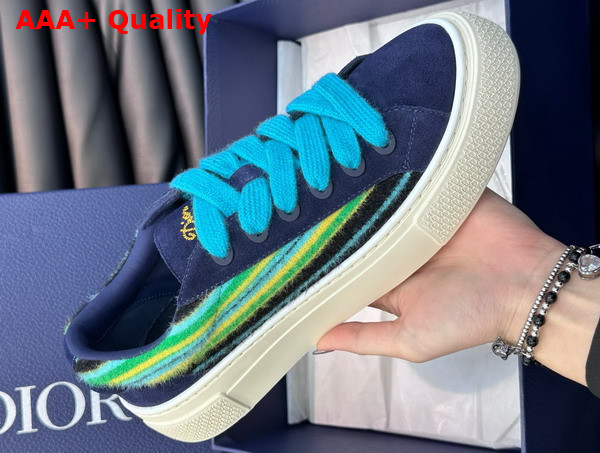 Dior Tears B33 Sneaker Limited and Numbered Edition Blue Multicolor Mohair and Navy Blue Suede Replica