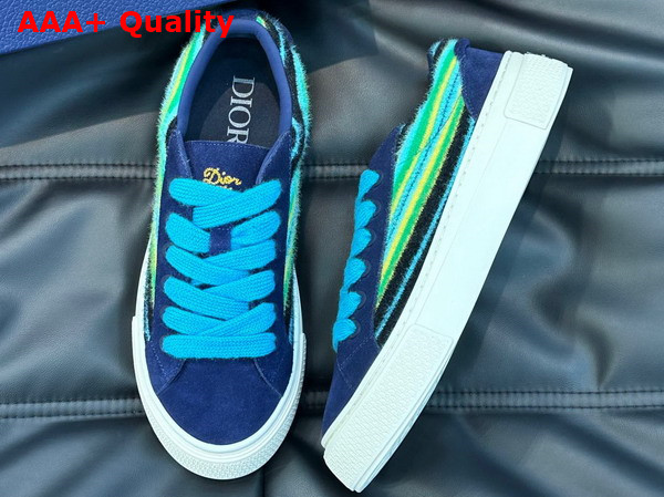 Dior Tears B33 Sneaker Limited and Numbered Edition Blue Multicolor Mohair and Navy Blue Suede Replica