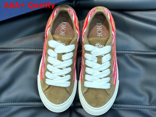 Dior Tears B33 Sneaker Limited and Numbered Edition Red Multicolor Mohair and Brown Suede Replica