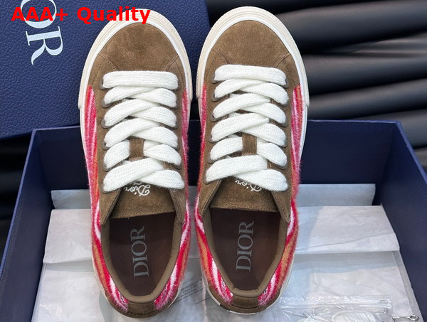 Dior Tears B33 Sneaker Limited and Numbered Edition Red Multicolor Mohair and Brown Suede Replica