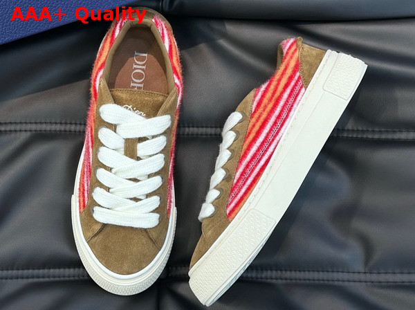 Dior Tears B33 Sneaker Limited and Numbered Edition Red Multicolor Mohair and Brown Suede Replica