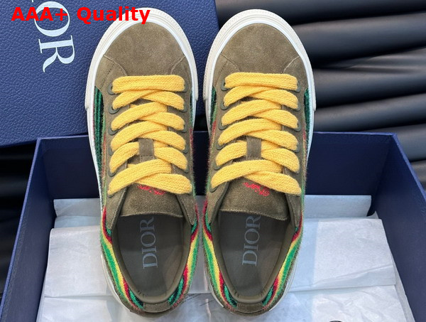 Dior Tears B33 Sneaker Limited and Numbered Edition Yellow Multicolor Mohair and Brown Suede Replica