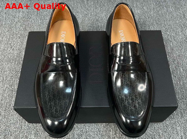 Dior Timeless Loafer in Black Polished Calfskin with Dior Oblique Gradient Replica