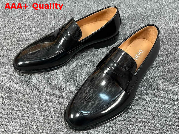 Dior Timeless Loafer in Black Polished Calfskin with Dior Oblique Gradient Replica