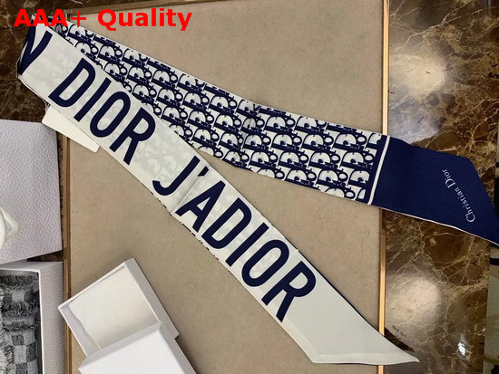 Dior Toile De Jouy Mitzah Scarf in Blue Silk Twill Replica