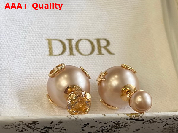 Dior Tribales Earrings Pink Finish Metal with Pink Resin Pearls and a Pink Crystal Replica