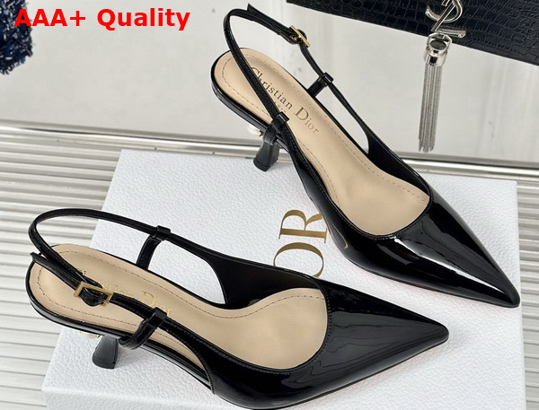 Dior Tribales Slingback Pump in Black Patent Calfskin Replica