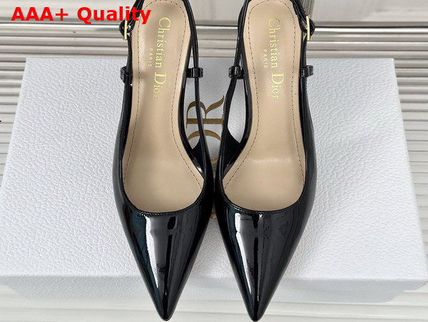 Dior Tribales Slingback Pump in Black Patent Calfskin Replica