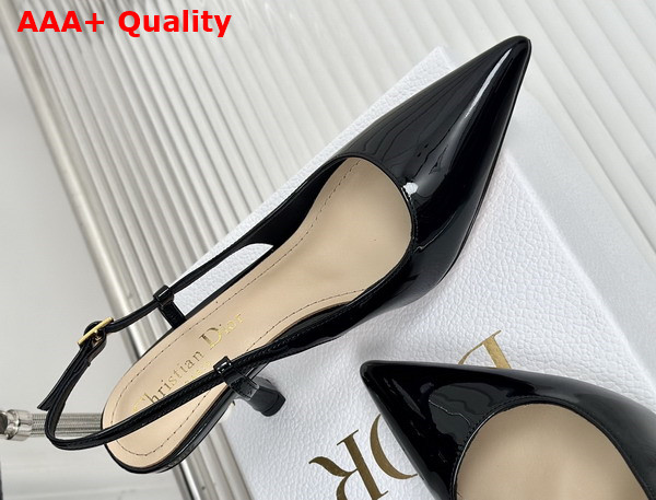 Dior Tribales Slingback Pump in Black Patent Calfskin Replica