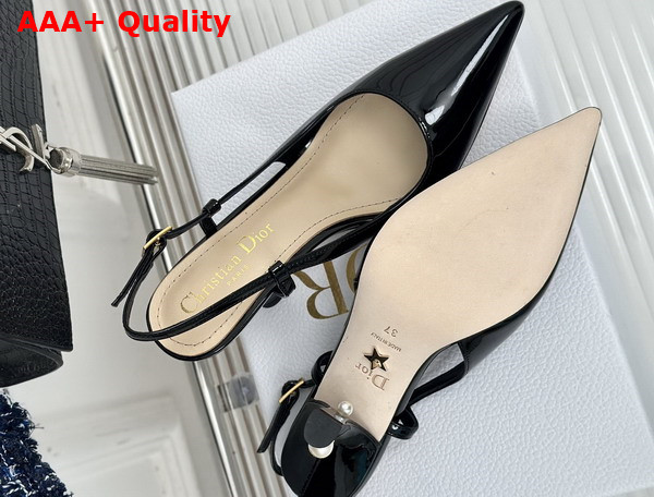 Dior Tribales Slingback Pump in Black Patent Calfskin Replica