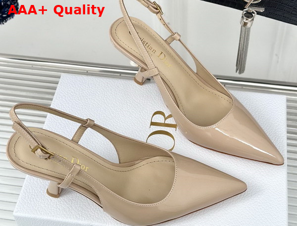 Dior Tribales Slingback Pump in Nude Patent Calfskin Replica