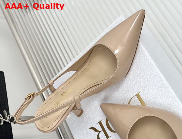 Dior Tribales Slingback Pump in Nude Patent Calfskin Replica