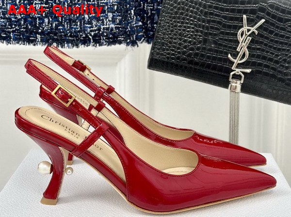 Dior Tribales Slingback Pump in Red Patent Calfskin Replica