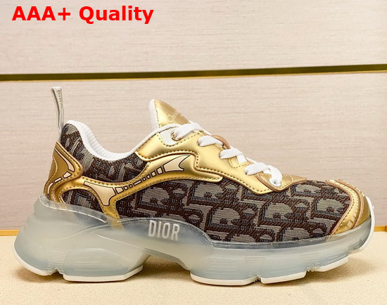 Dior Vibe Sneaker Coffee Dior Oblique Jacquard Canvas and Gold Calfskin Replica