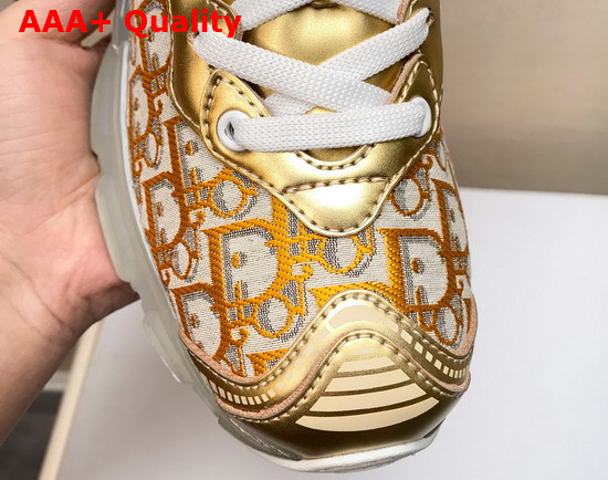 Dior Vibe Sneaker Gold Dior Oblique Jacquard Canvas and Calfskin Replica