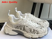 Dior Vibe Sneaker White Mesh Printed with Dior Oblique Motif and White and Grey Leather Effect Panels Replica