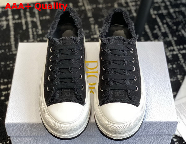 Dior Walk N Dior Platform Sneaker Black Fringed Cotton Canvas with Embroideries Replica