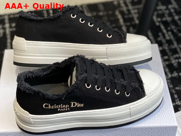 Dior Walk N Dior Platform Sneaker Black Fringed Cotton Canvas with Embroideries Replica