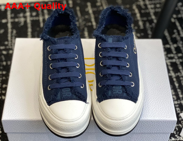 Dior Walk N Dior Platform Sneaker Blue Fringed Cotton Canvas with Embroideries Replica