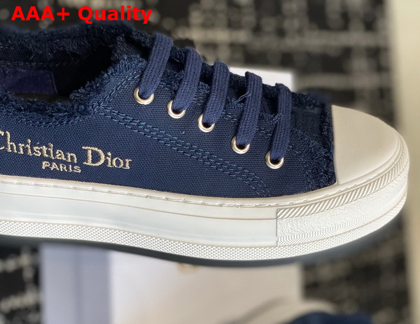 Dior Walk N Dior Platform Sneaker Blue Fringed Cotton Canvas with Embroideries Replica