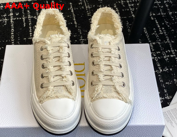 Dior Walk N Dior Platform Sneaker Ecru Fringed Cotton Canvas with Embroideries Replica