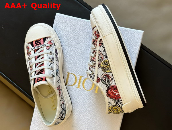 Dior Walk N Dior Platform Sneaker White Multicolor Florilegio Embroidered Cotton Replica