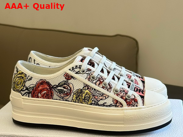 Dior Walk N Dior Platform Sneaker White Multicolor Florilegio Embroidered Cotton Replica