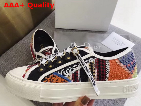 Dior Walk N Dior Sneaker in Embroidered Patchwork Fabric Replica