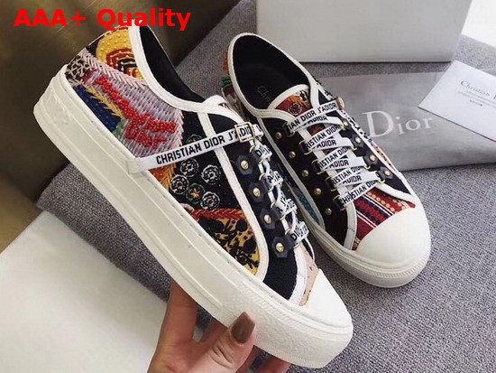 Dior Walk N Dior Sneaker in Embroidered Patchwork Fabric Replica