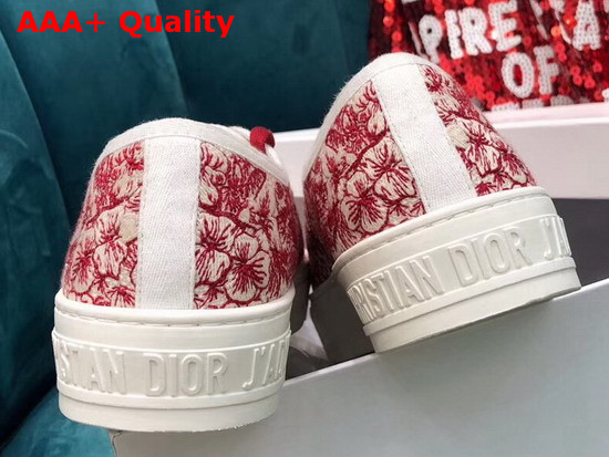 Dior WalknDior Sneaker Embroidered with Red Blooms Motif Replica