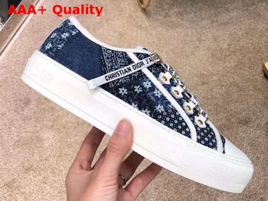 Dior WalknDior Sneaker in Blue Embroidered Patchwork Canvas Replica