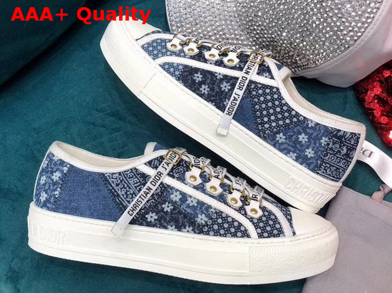 Dior WalknDior Sneaker in Blue Embroidered Patchwork Canvas Replica