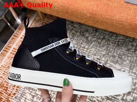 Dior WalknDior Technical Knit Mid Top Sneaker in Black Replica