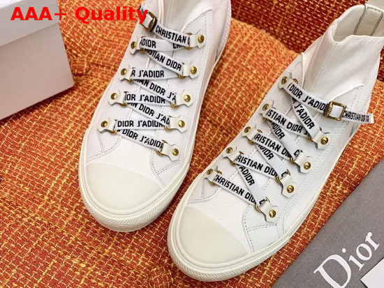 Dior WalknDior Technical Knit Mid Top Sneaker in White Replica