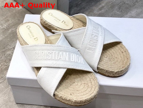 Dior White Dior Granville Embroidered Cotton Mule Replica