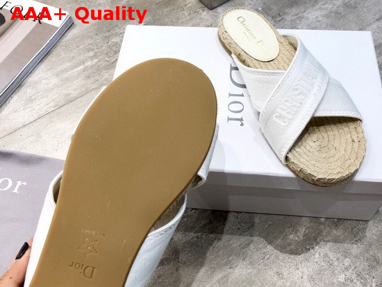 Dior White Dior Granville Embroidered Cotton Mule Replica