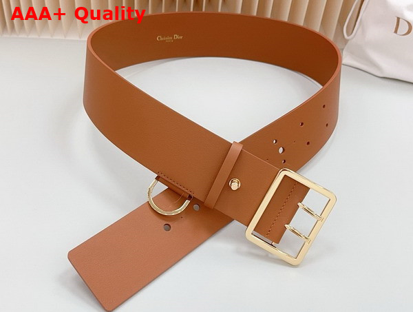 Dior Wide Belt in Dark Brandy Calfskin Replica