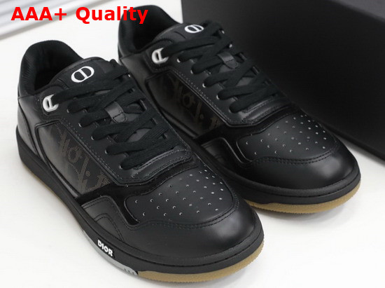 Dior World Tour B27 Low Top Sneaker Black Dior Oblique Galaxy Calfskin with Smooth Calfskin and Suede Replica