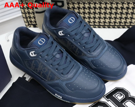 Dior World Tour B27 Low Top Sneaker Navy Blue Dior Oblique Galaxy Calfskin with Smooth Calfskin and Suede Replica