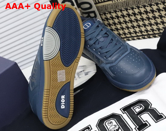 Dior World Tour B27 Low Top Sneaker Navy Blue Dior Oblique Galaxy Calfskin with Smooth Calfskin and Suede Replica