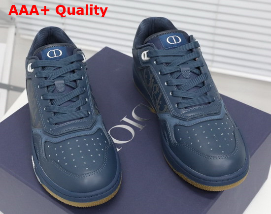 Dior World Tour B27 Low Top Sneaker Navy Blue Dior Oblique Galaxy Calfskin with Smooth Calfskin and Suede Replica