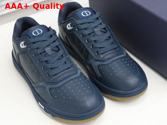 Dior World Tour B27 Low Top Sneaker Navy Blue Dior Oblique Galaxy Calfskin with Smooth Calfskin and Suede Replica