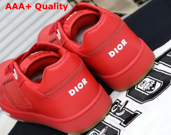 Dior World Tour B27 Low Top Sneaker Red Dior Oblique Galaxy Calfskin with Smooth Calfskin and Suede Replica