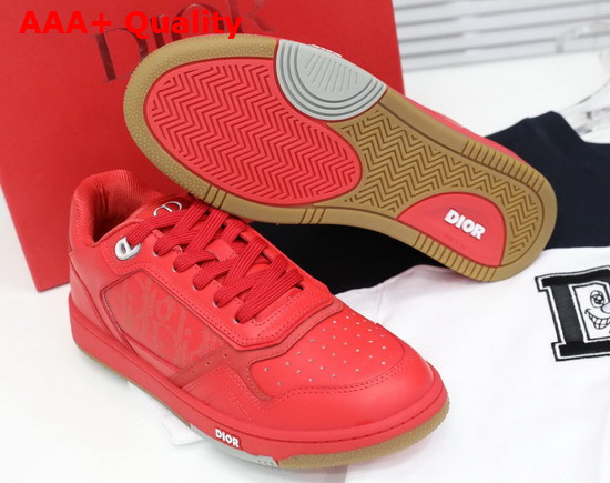 Dior World Tour B27 Low Top Sneaker Red Dior Oblique Galaxy Calfskin with Smooth Calfskin and Suede Replica