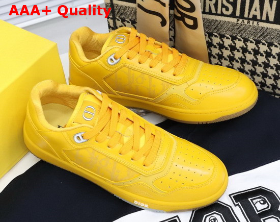 Dior World Tour B27 Low Top Sneaker Yellow Dior Oblique Galaxy Calfskin with Smooth Calfskin and Suede Replica